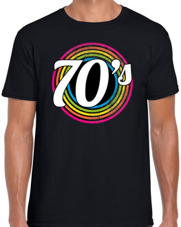 Bellatio Decorations 70s / seventies verkleed t-shirt zwart voor heren - 70s, 80s party verkleed outfit 2XL - Feestshirts