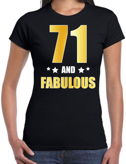 Bellatio Decorations 71 and fabulous verjaardag cadeau t-shirt / shirt - zwart - gouden en witte letters - voor dames - 71 jaar verjaardag kado shirt / outfit 2XL