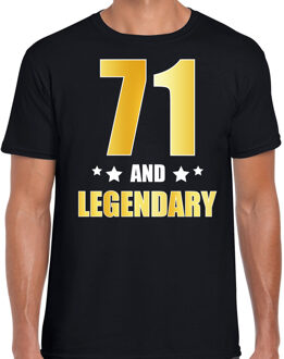 Bellatio Decorations 71 and legendary verjaardag cadeau t-shirt - zwart - gouden letters - heren - 71 jaar geworden