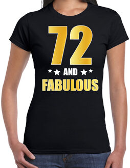 Bellatio Decorations 72 and fabulous verjaardag cadeau t-shirt / shirt - zwart - gouden en witte letters - voor dames - 72 jaar verjaardag kado shirt / outfit 2XL