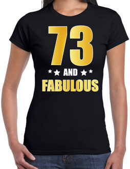 Bellatio Decorations 73 and fabulous verjaardag cadeau t-shirt / shirt - zwart - gouden en witte letters - voor dames - 73 jaar verjaardag kado shirt / outfit 2XL