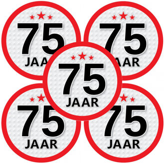 Bellatio Decorations 75 jaar leeftijd sticker - 10x - rond - Dia 15 cm - 75 jaar verjaardag - jubileum - leeftijd versier
