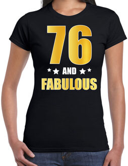 Bellatio Decorations 76 and fabulous verjaardag cadeau t-shirt / shirt - zwart - gouden en witte letters - voor dames - 76 jaar verjaardag kado shirt / outfit 2XL