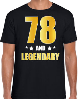 Bellatio Decorations 78 and legendary verjaardag cadeau t-shirt / shirt - zwart - gouden en witte letters - voor heren - 78 jaar verjaardag kado shirt / outfit 2XL