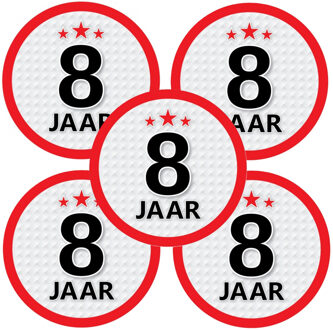 Bellatio Decorations 8 jaar leeftijd sticker - 10x - rond - Dia 15 cm - 8 jaar verjaardag - jubileum - leeftijd versierin