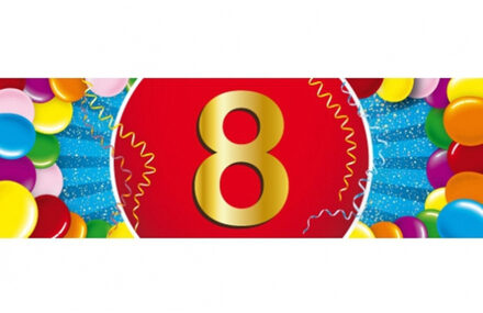 Bellatio Decorations 8 jaar leeftijd sticker 19 x 6 cm verjaardag versiering Multi