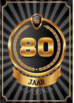 Bellatio Decorations 80 jaar deurposter luxe van 59 x 42 cm verjaardag leeftijd feestartikelen - Feestposters Multikleur