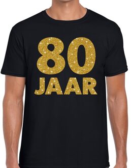 Bellatio Decorations 80 jaar goud glitter verjaardag/jubileum kado shirt zwart heren 2XL