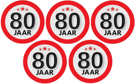 Bellatio Decorations 80 jaar leeftijd sticker - 10x - rond - Dia 9 cm - 80 jaar verjaardag - jubileum - leeftijd versieri