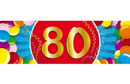 Bellatio Decorations 80 jaar leeftijd sticker - 19 x 6 cm - 80 jaar verjaardag - jubileum - versiering Multi