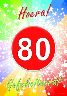 Bellatio Decorations 80 jaar verjaardag poster - Feestposters Multikleur