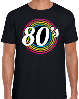 Bellatio Decorations 80s / eighties verkleed t-shirt zwart voor heren - 70s, 80s party verkleed outfit 2XL - Feestshirts