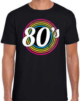 Bellatio Decorations 80s / eighties verkleed t-shirt zwart voor heren - 70s, 80s party verkleed outfit