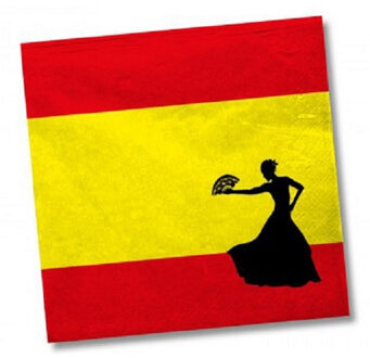 Bellatio Decorations 80x Spanje landen vlag thema servetten 33 x 33 cm - Papieren wegwerp servetjes - Spaanse vlag/flamenco feestartikelen - Landen decoratie