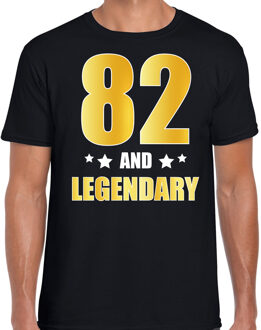 Bellatio Decorations 82 and legendary verjaardag cadeau t-shirt / shirt - zwart - gouden en witte letters - voor heren - 82 jaar verjaardag kado shirt / outfit 2XL