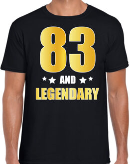 Bellatio Decorations 83 and legendary verjaardag cadeau t-shirt / shirt - zwart - gouden en witte letters - voor heren - 83 jaar verjaardag kado shirt / outfit 2XL