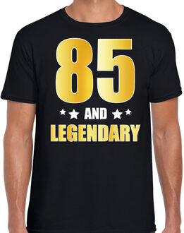 Bellatio Decorations 85 and legendary verjaardag cadeau t-shirt - zwart - gouden letters - heren - 85 jaar geworden