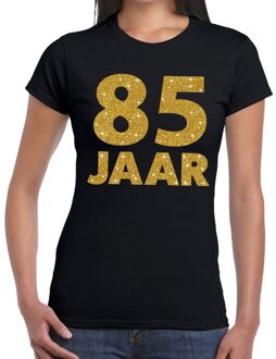 Bellatio Decorations 85 jaar goud glitter verjaardag kado shirt zwart  voor dames M