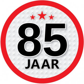 Bellatio Decorations 85 jaar leeftijd sticker rond 15 cm - 85 jaar verjaardag/jubileum versiering