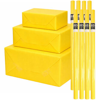 Bellatio Decorations 8x - rollen cadeau Inpakpapier - geel - 200 x 70 cm - cadeaupapier