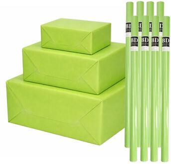Bellatio Decorations 8x - rollen cadeau Inpakpapier - groen - 200 x 70 cm - cadeaupapier