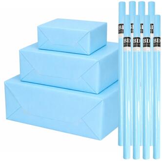 Bellatio Decorations 8x - rollen cadeau Inpakpapier - lichtblauw - 200 x 70 cm - cadeaupapier