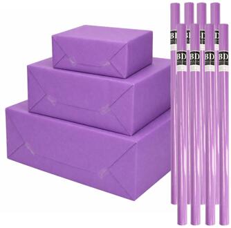 Bellatio Decorations 8x - rollen cadeau Inpakpapier - paars - 200 x 70 cm - cadeaupapier