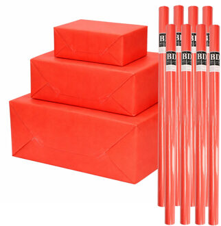 Bellatio Decorations 8x - rollen cadeau Inpakpapier - rood - 200 x 70 cm - cadeaupapier