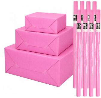 Bellatio Decorations 8x - rollen cadeau Inpakpapier - roze - 200 x 70 cm - cadeaupapier