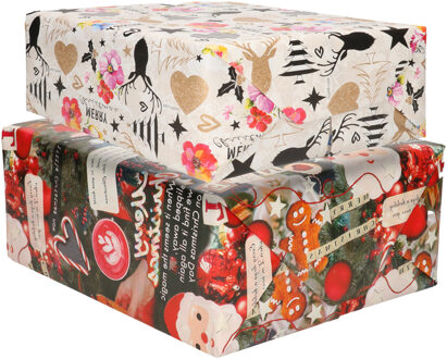 Bellatio Decorations 8x Rollen Kerst inpakpapier/cadeaupapier mixprint 250 x 70 cm - Cadeaupapier