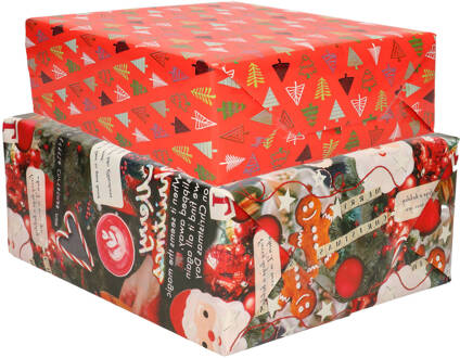 Bellatio Decorations 8x Rollen Kerst inpakpapier/cadeaupapier mixprint 250 x 70 cm - Cadeaupapier