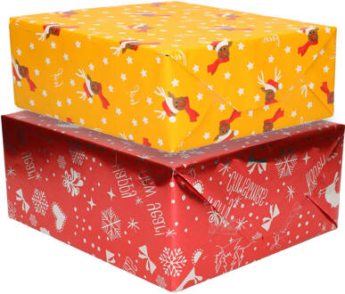 Bellatio Decorations 8x Rollen Kerst inpakpapier/cadeaupapier mixprint 250 x 70 cm - Cadeaupapier