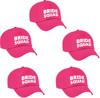 Bellatio Decorations 8x Roze vrijgezellenfeest petje Bride Squad dames