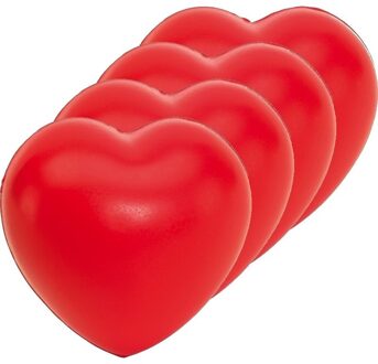 Bellatio Decorations 8x Stressballen rood hartjes 8 x 7 cm - Valentijn / liefde huwelijk geschenk cadeau artikelen - hartjes artikelen