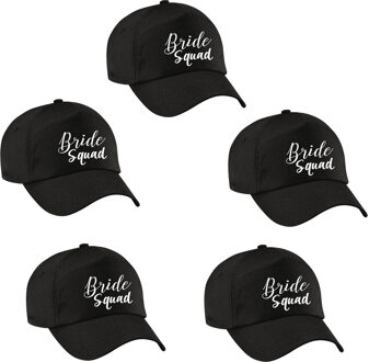 Bellatio Decorations 8x Zwart vrijgezellenfeest petje Bride Squad sierlijk dames