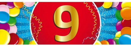 Bellatio Decorations 9 jaar leeftijd sticker 19 x 6 cm - 9 jaar verjaardag/jubileum versiering