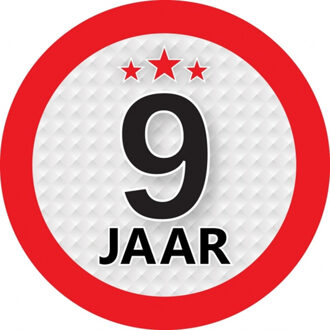 Bellatio Decorations 9 jaar leeftijd sticker rond 9 cm - 9 jaar verjaardag/jubileum versiering