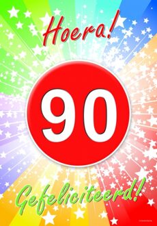 Bellatio Decorations 90 jaar verjaardag poster - Feestposters Multikleur