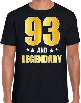 Bellatio Decorations 93 and legendary verjaardag cadeau t-shirt goud 93 jaar zwart voor heren