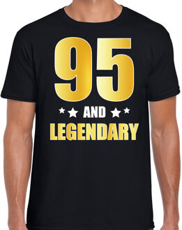 Bellatio Decorations 95 and legendary verjaardag cadeau t-shirt / shirt - zwart - gouden en witte letters - voor heren - 95 jaar verjaardag kado shirt / outfit M