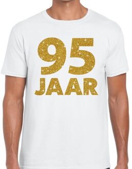 Bellatio Decorations 95 jaar goud glitter verjaardag kado shirt wit heren 2XL