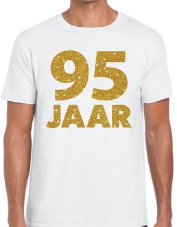 Bellatio Decorations 95 jaar goud glitter verjaardag kado shirt wit heren S