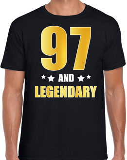 Bellatio Decorations 97 and legendary verjaardag cadeau t-shirt / shirt - zwart - gouden en witte letters - voor heren - 97 jaar verjaardag kado shirt / outfit 2XL