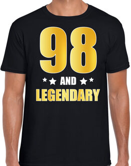Bellatio Decorations 98 and legendary verjaardag cadeau t-shirt goud 98 jaar zwart voor heren