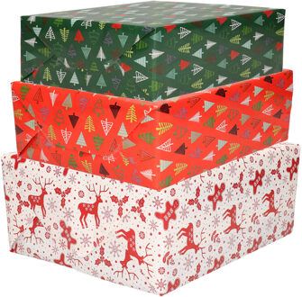 Bellatio Decorations 9x luxe kerst cadeaupapier rollen in 3-stijlen - Cadeaupapier