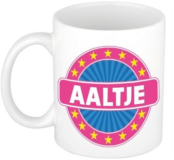 Bellatio Decorations Aaltje voornaam koffiemok - beker - wit/roze - 300 ml - Cadeau - Dames - Collega - Moederdag Multi