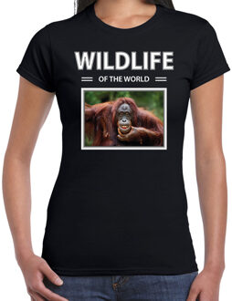 Bellatio Decorations Aap / Orang oetan t-shirt met dieren foto wildlife of the world zwart voor dames