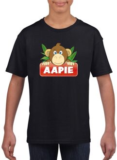 Bellatio Decorations Aapie het aapje t-shirt zwart voor kinderen - unisex - apen shirt L (146-152)