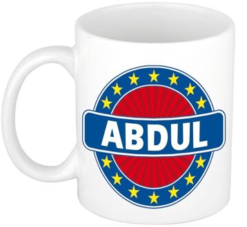 Bellatio Decorations Abdul voornaam koffiemok - beker - wit/blauw - 300 ml - Cadeau - Heren - Collega - Vaderdag