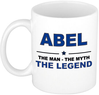 Bellatio Decorations Abel cadeau mok - man myth legend - naam koffiemok / beker - wit en blauw - 300 ml